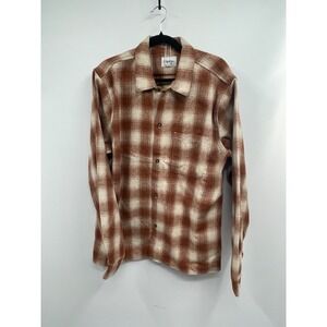 Rhythm Shirt Men's XL Tobacco Buffalo Check Flannel Bison Long Sleeve Button-Up